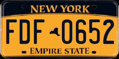NY license plate FDF0652