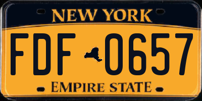 NY license plate FDF0657