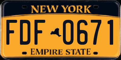 NY license plate FDF0671