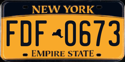 NY license plate FDF0673