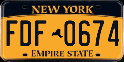 NY license plate FDF0674
