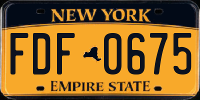 NY license plate FDF0675