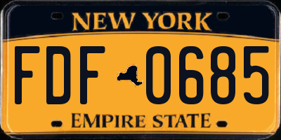 NY license plate FDF0685
