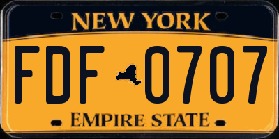 NY license plate FDF0707