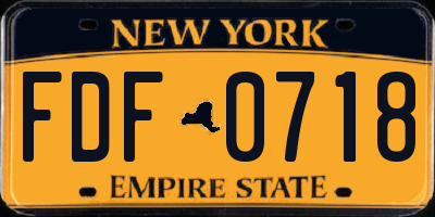NY license plate FDF0718