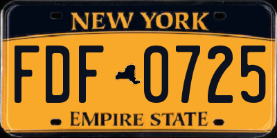 NY license plate FDF0725