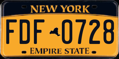 NY license plate FDF0728