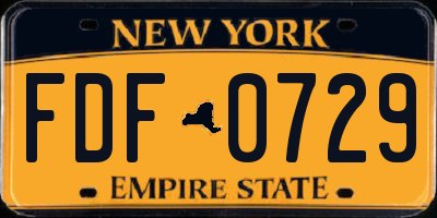 NY license plate FDF0729