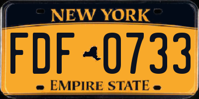 NY license plate FDF0733