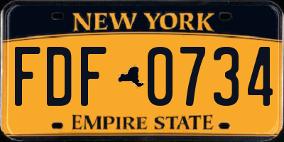 NY license plate FDF0734