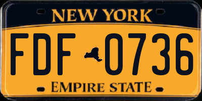 NY license plate FDF0736