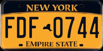 NY license plate FDF0744