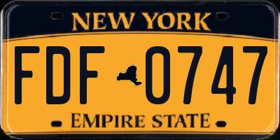 NY license plate FDF0747