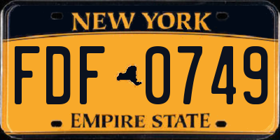 NY license plate FDF0749