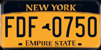 NY license plate FDF0750