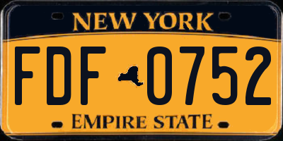 NY license plate FDF0752