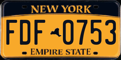 NY license plate FDF0753