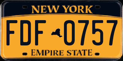 NY license plate FDF0757