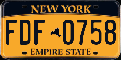 NY license plate FDF0758