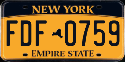 NY license plate FDF0759
