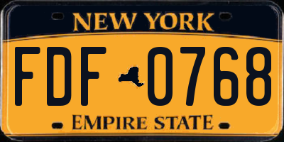 NY license plate FDF0768