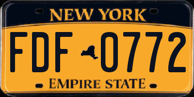 NY license plate FDF0772
