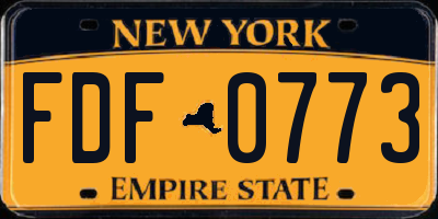 NY license plate FDF0773