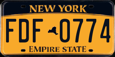 NY license plate FDF0774