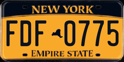 NY license plate FDF0775