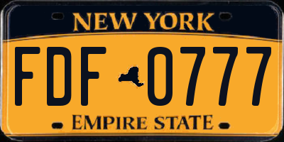 NY license plate FDF0777