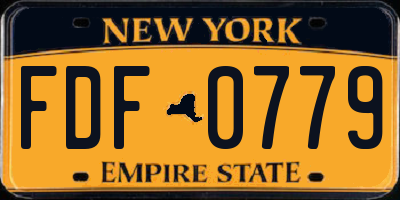 NY license plate FDF0779