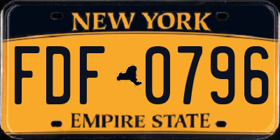 NY license plate FDF0796
