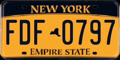 NY license plate FDF0797