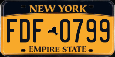 NY license plate FDF0799