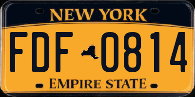 NY license plate FDF0814