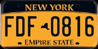 NY license plate FDF0816