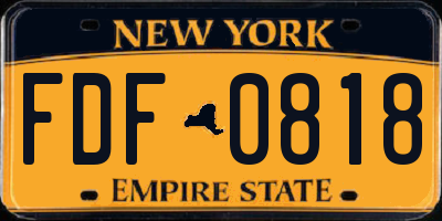 NY license plate FDF0818