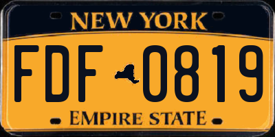 NY license plate FDF0819