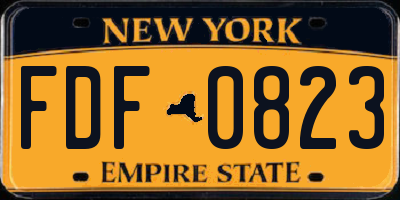 NY license plate FDF0823