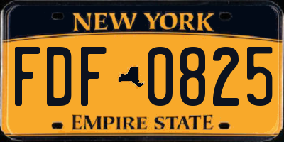 NY license plate FDF0825