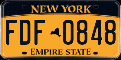 NY license plate FDF0848