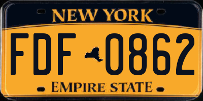 NY license plate FDF0862