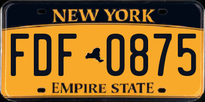 NY license plate FDF0875