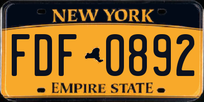 NY license plate FDF0892
