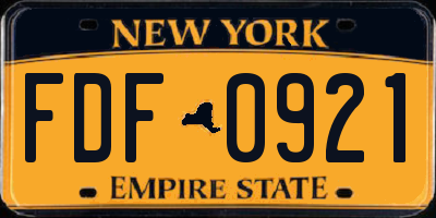 NY license plate FDF0921