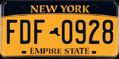 NY license plate FDF0928