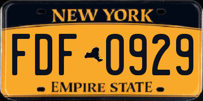 NY license plate FDF0929