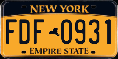 NY license plate FDF0931