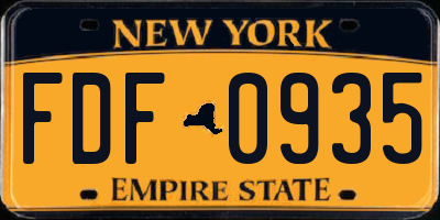 NY license plate FDF0935