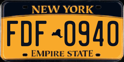 NY license plate FDF0940